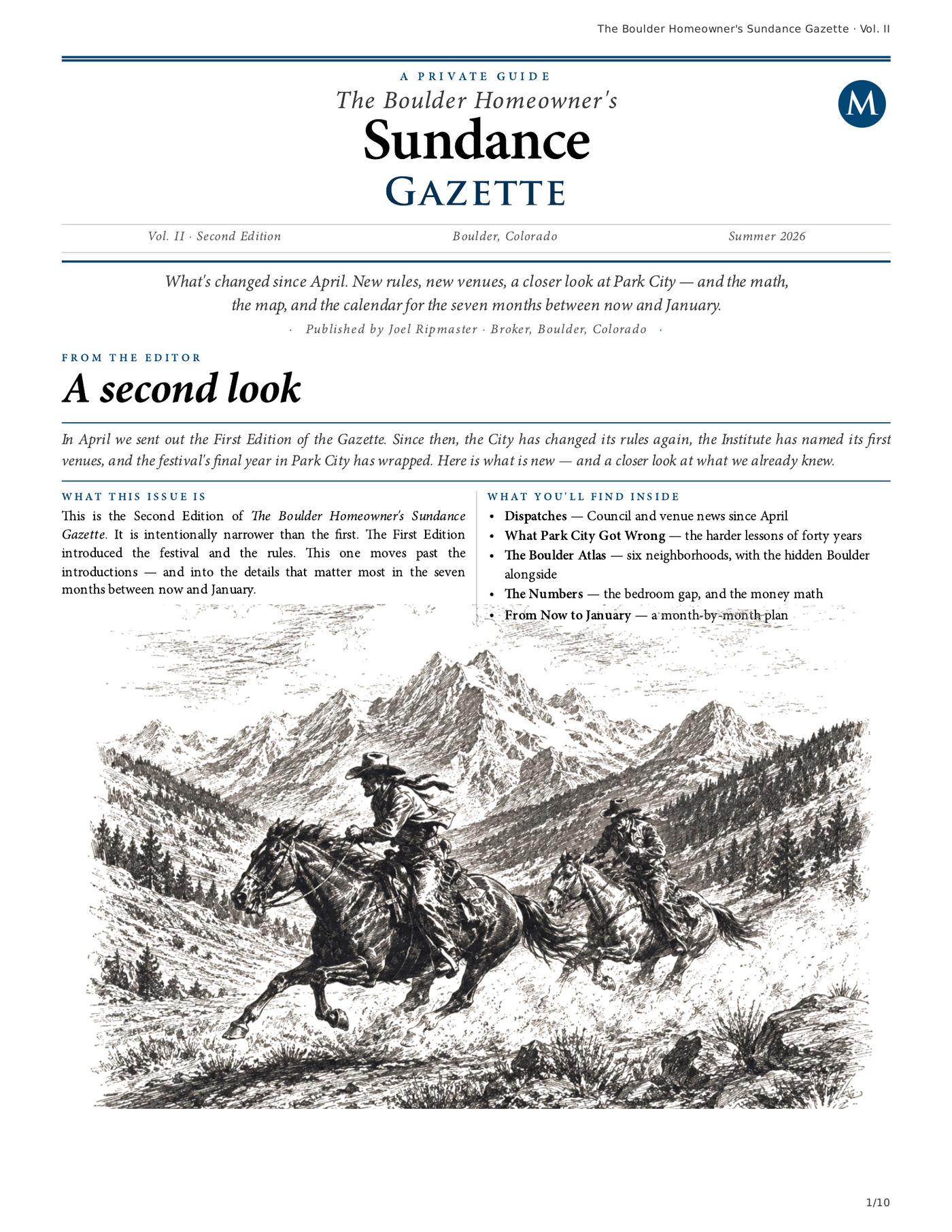 Cover of the Boulder Homeowner's Sundance Gazette, Vol II
