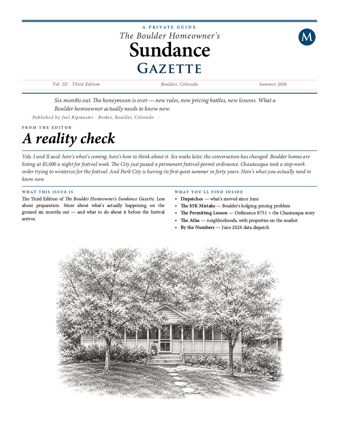 Cover of the Boulder Homeowner's Sundance Gazette, Vol III